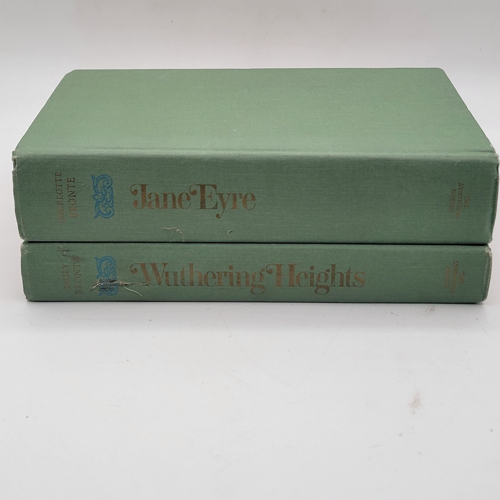 Bronte Jane Eyre Wuthering Heights Hardcover 1950 Nelson Doubleday Set Good